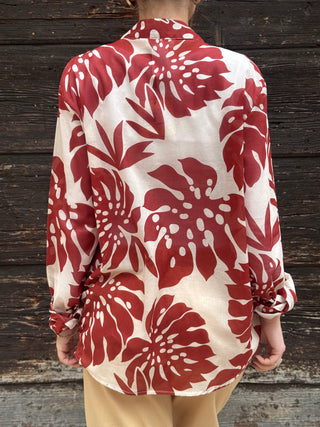 Camicia Vicolo fantasia floreale rosso