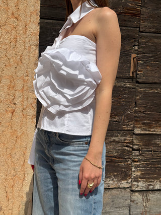 Camicia Have one fiore tessuto col. Bianco