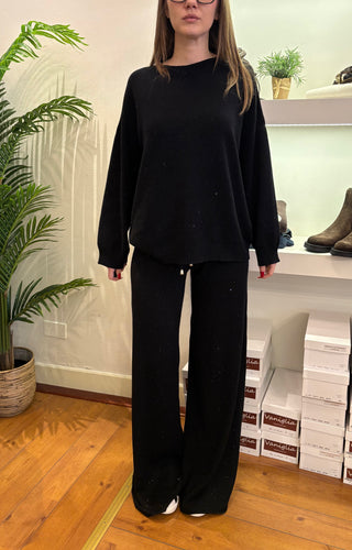 Maglia tuta girocollo micro paillettes Kontatto col. Nero