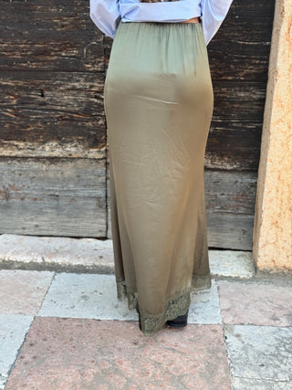 Gonna lunga con pizzo Have One col. Verde militare