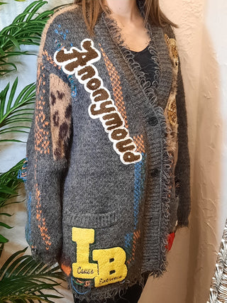 Cardigan con patch orso Kontatto col. Grigio