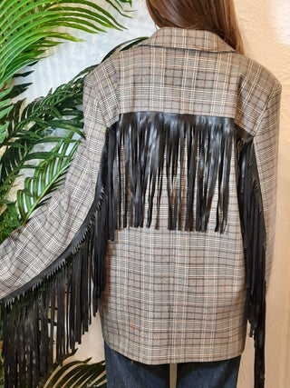 Blazer oversized Vicolo con frange col. Nero