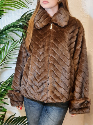 Ecopelliccia chevron Vicolo col. Marrone