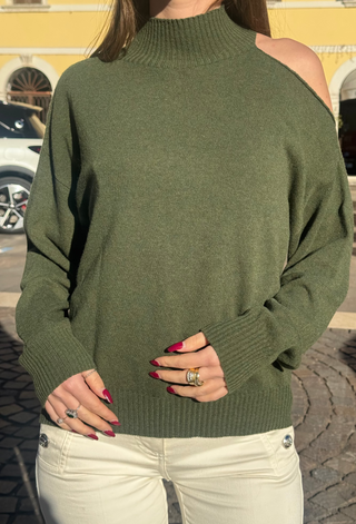 Lupetto cut-out monospalla Kontatto col. Verde militare