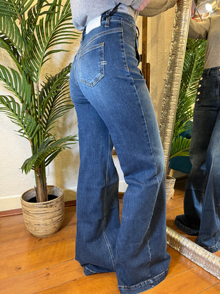 Jeans Vicolo Giudith Palazzo Bottoni Oro