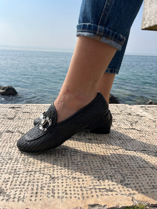 Mocassino Le Jade Art. 3390-SUSAN  Rafia Nero