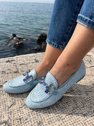 Mocassino Le Jade Art. 3390-SUSAN  Rafia Jeans