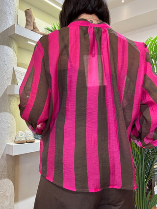 Camicia Haveone righe fuxia/moro