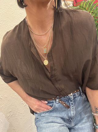 Camicia Vicolo mussola di cotone col. moro 