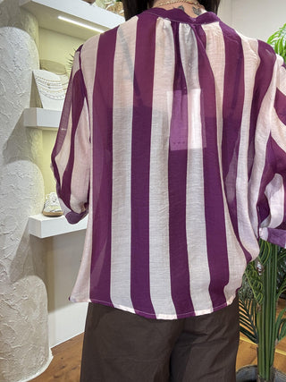 Camicia Haveone righe burro/ viola 