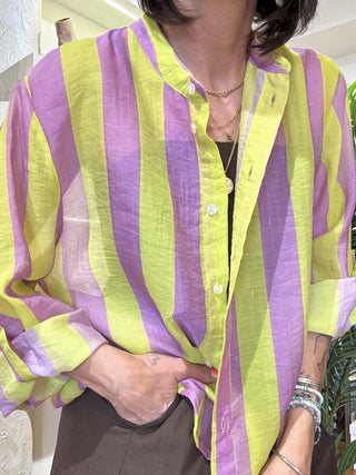 Camicia Haveone righe lilla/ lime 