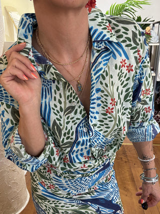 Camicia pappagalli Compagnia Fantastica col. blu 