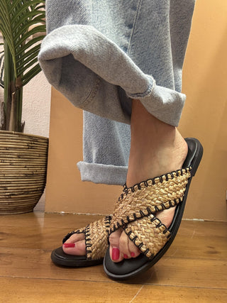 Ciabatta Mine Vaganti art.4216  raffia col. corteccia 