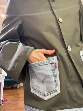 Gìacca Annie Glam patch col. verde militare 