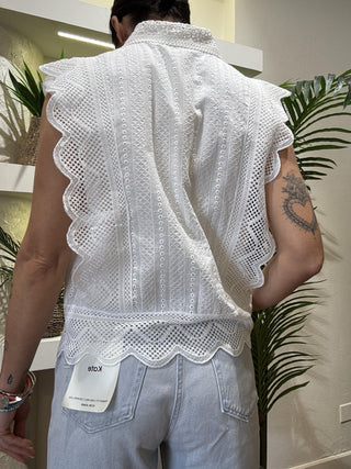 Blusa Kontatto crochet col. bianco 