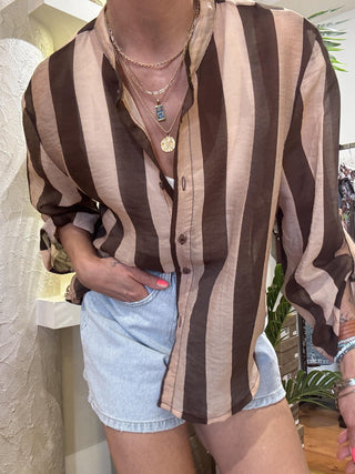 Camicia Haveone righe Moro/beige 