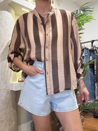 Camicia Haveone righe Moro/beige 