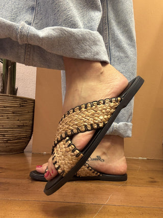 Ciabatta Mine Vaganti art.4216  raffia col. corteccia 
