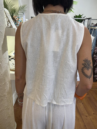 Gilet Kikisix lino con lacci col. Bianco 