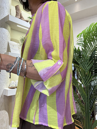 Camicia Haveone righe lilla/ lime 
