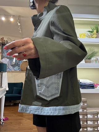 Gìacca Annie Glam patch col. verde militare 