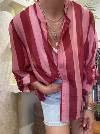 Camicia Haveone Righe Rosso/fucsia 