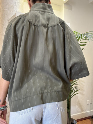 Giacca Kontatto coulisse gessata col. verde militare 