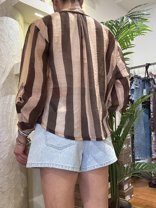 Camicia Haveone righe Moro/beige 