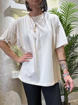 T-shirt Vicolo cut out retro col, bianco 