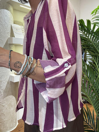 Camicia Haveone righe burro/ viola 