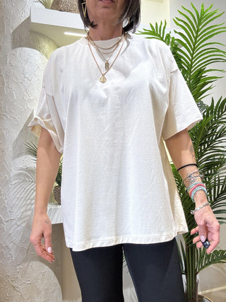 T-shirt Vicolo cut out retro col, bianco 