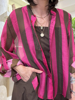 Camicia Haveone righe fuxia/ moro 