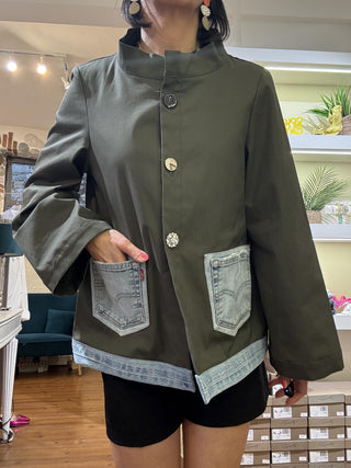 Gìacca Annie Glam patch col. verde militare 