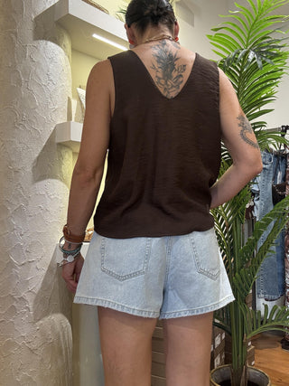 Top Haveone svasato scollo v col. moro<BR/> 