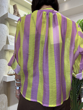 Camicia Haveone righe lilla/ lime 