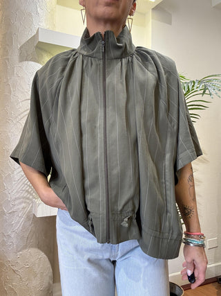 coulisse gessato col. verde militare 