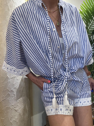Camicia Philia Loft righe macramè 