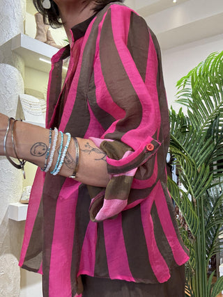 Camicia Haveone righe fuxia/ moro 