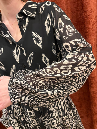 Abito Molly Bracken fantasia  leopardata  nero/panna