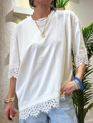 T shirt Vicolo  pizzo col. Bianco