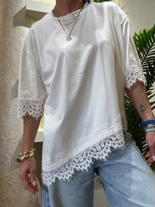 T shirt Vicolo  pizzo col. Bianco