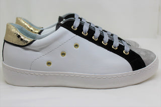 Sneakers GiadaCi art. 830 monet inox camoscio nero bianco cocco oro