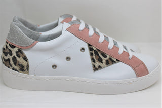 Sneaker Giada ci Art. 839 col. Bianco cam. Rosa, Leopardo